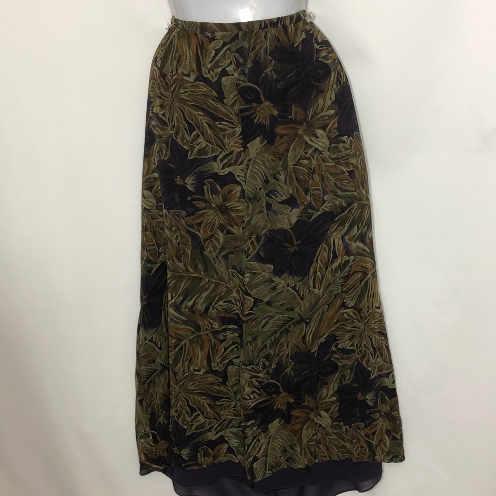 DANA BUCHMAN Silk maxi skirt floral tropical